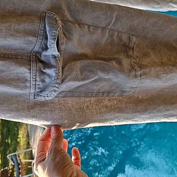 Sincerely Jules light Khaki 100% linen cargo pockets pants trousers size L - Picture 7 of 11
